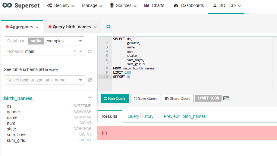 SQL Editor - Superset GitHub